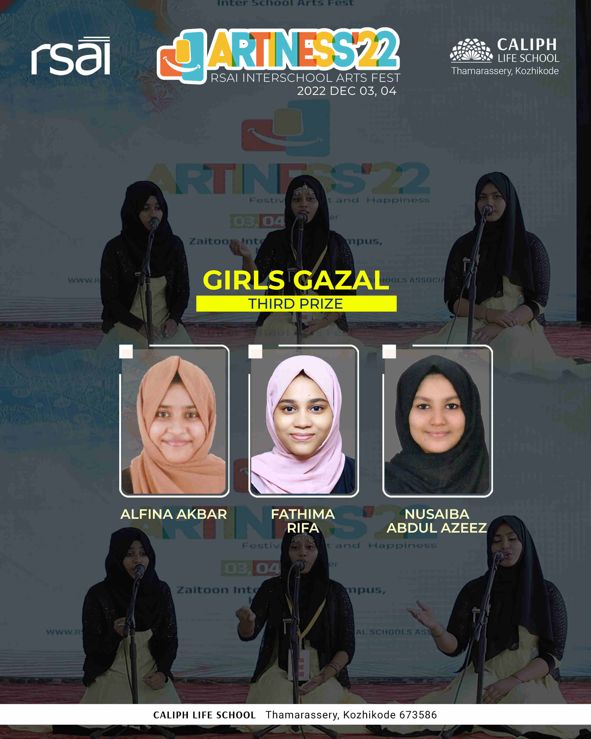 THIRD PRIZE IN GIRLS SUFI GAZAL, ARTINESS 2022